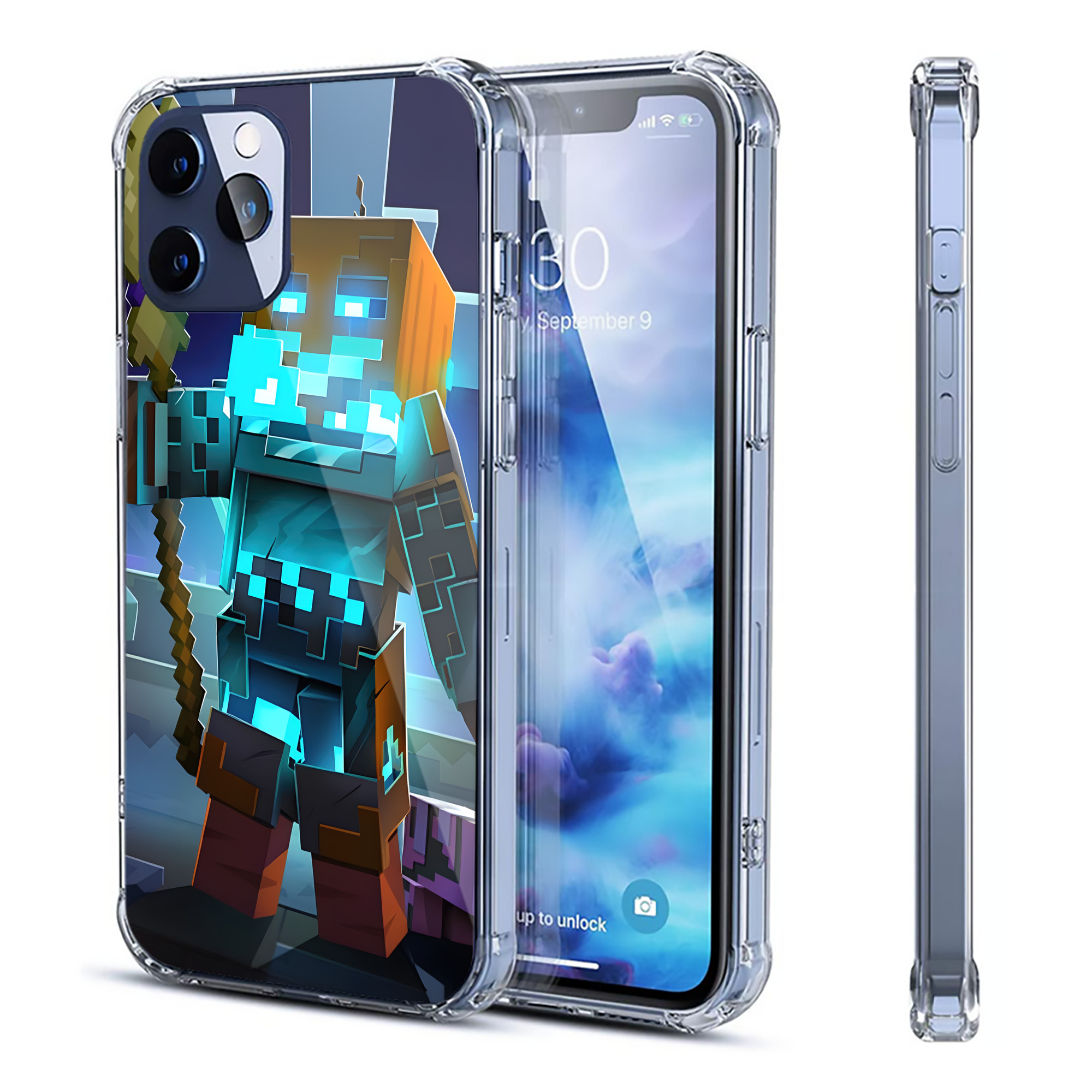 （画像用） マインクラフト ブロックの世界 Minecraft MC Block world 【iPhone 12シリーズ対応】透明スマホケース（クリアソフトケース）